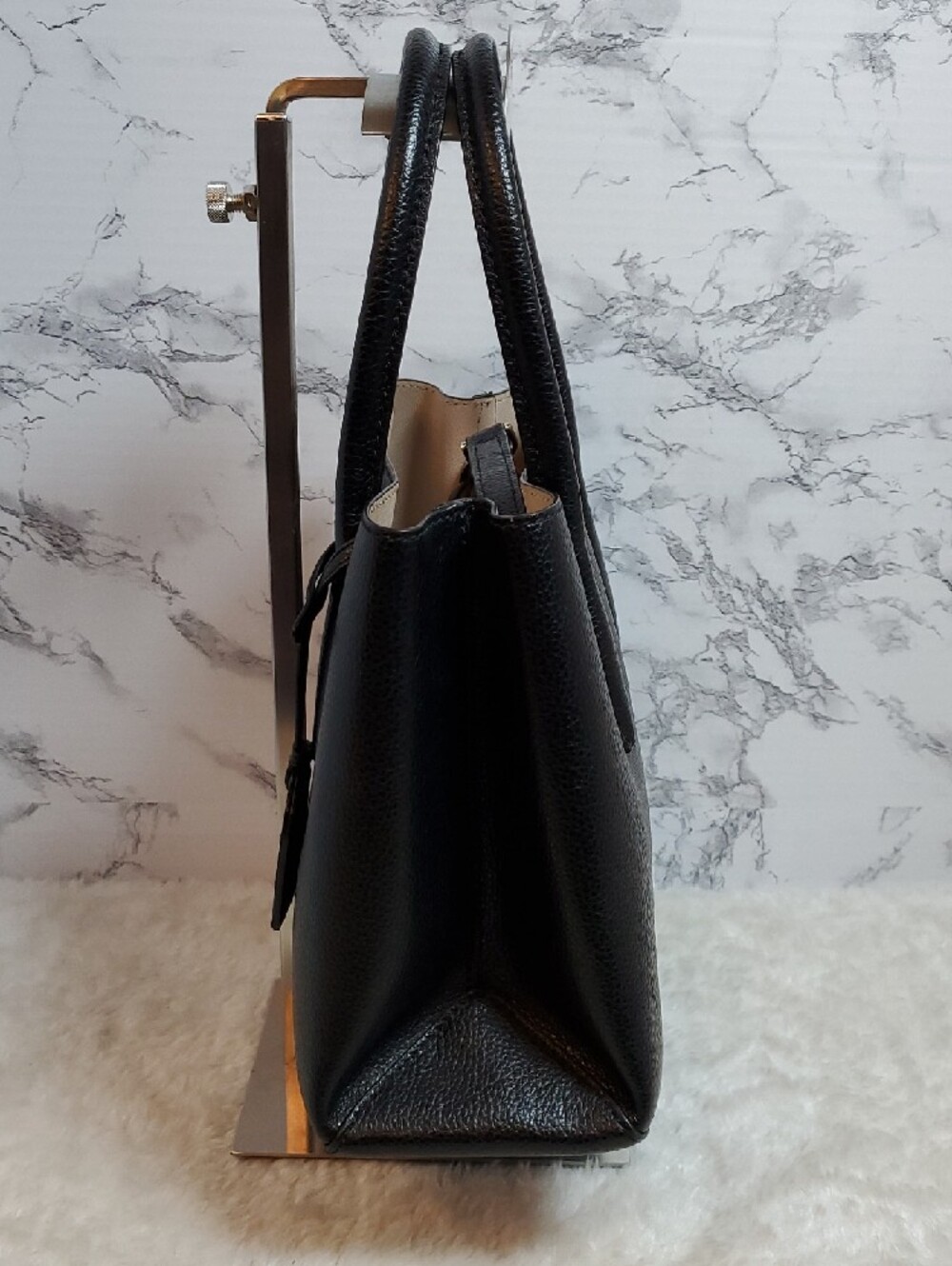 kate spade Black Pebbled Leather Eva Satchel with Gold Logo - Picture 6 of 11